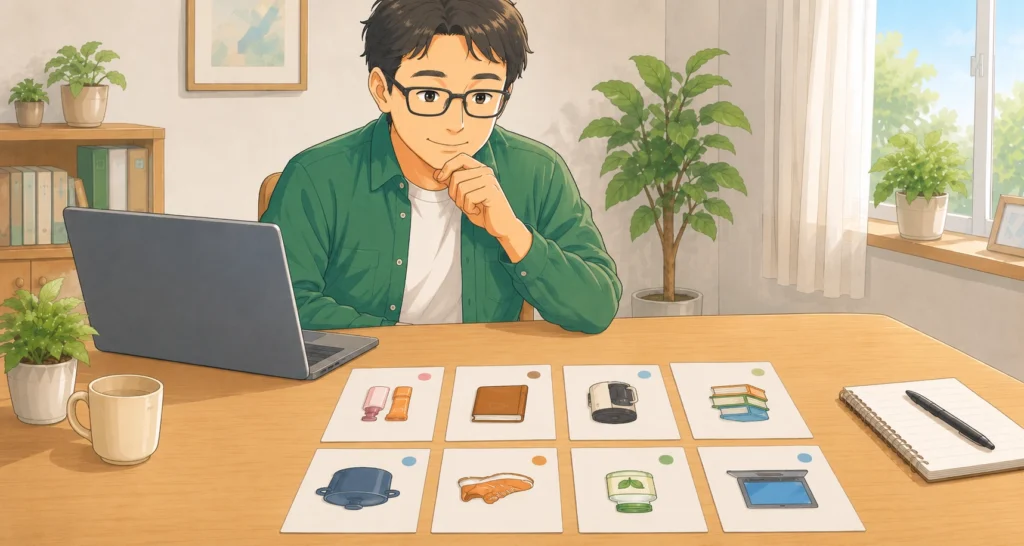 落ち着いた部屋で考える男性
