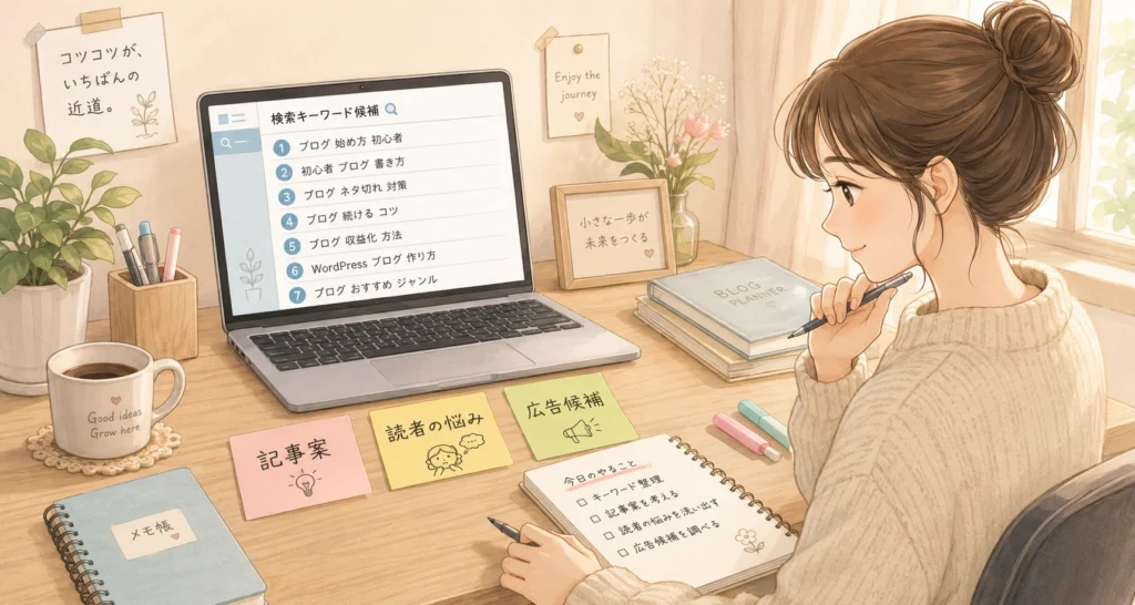 ブログの方向性を考えている女性