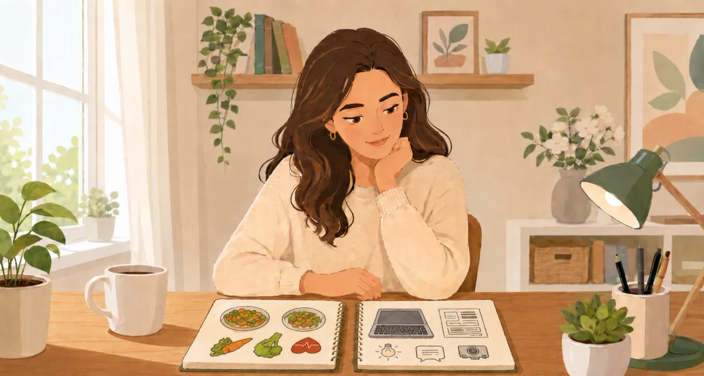 ブログのテーマを考えている女性