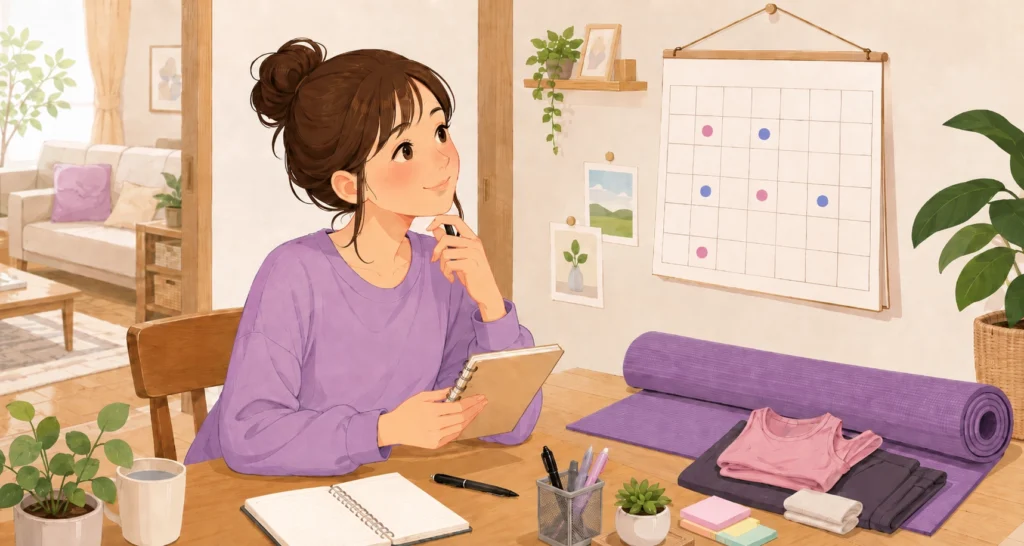 今月の結果と内容を確認している女性